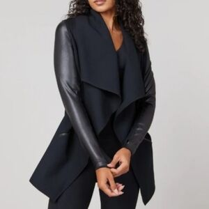 SPANX Drape Front Faux Leather Convertible Jacket